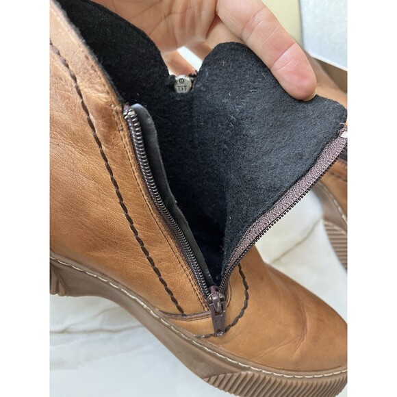 SPRING STEP KELKO Zip Flat Ankle BOOTS Bootie Leather Tan Sz 41 Us 9.5 10 - Picture 11 of 14